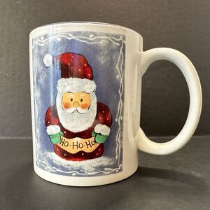 Santa Claus Holiday 10oz Mug Coffee Cup HO-HO-HO White w/Graphic 4" Tall
